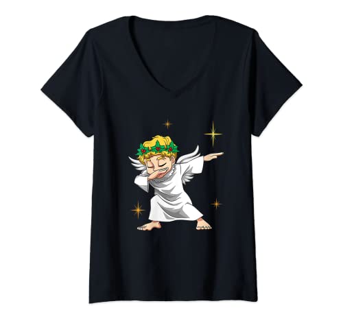 Damen Weihnacht Engel Weihnachtsengel T-Shirt mit V-Ausschnitt von Weihnachten Weihnachtsengel Geschenk Engel