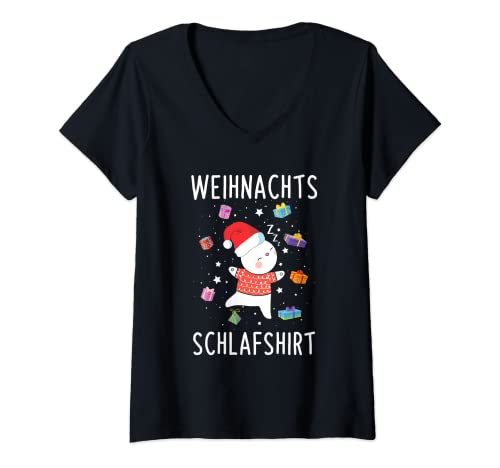 Damen Weihnachts Schlafshirt Süßes Hasen Weihnachten T-Shirt mit V-Ausschnitt Damen Weihnachts Schlafshirt Süßes Hasen Weihnachten T-Shirt mit V-Ausschnitt von Weihnachtliche Hasen Schlafkleidung Geschenke