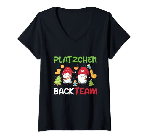 Damen Plätzchen Backteam Weihnachtlich Lebkuchen Spruch T-Shirt mit V-Ausschnitt Damen Plätzchen Backteam Weihnachtlich Lebkuchen Spruch T-Shirt mit V-Ausschnitt von Weihnachtliche Plätzchen Backen Kleidung