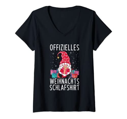 Damen Offizielles Weihnachts Schlafshirt Wichtel Spruch T-Shirt mit V-Ausschnitt Damen Offizielles Weihnachts Schlafshirt Wichtel Spruch T-Shirt mit V-Ausschnitt von Weihnachtliche Schlaf Spruch Kleidung