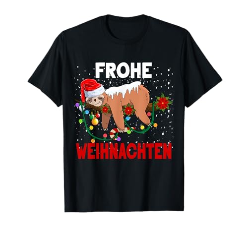 Weihnachts Outfit Familie Kinder Mädchen Mann Frau - Schwarz - Unisex - T-Shirt - S - Kurzarm - Cartoon Faultier - Weihnachten - Winter von Weihnachts Outfit Familie Kinder Mädchen Mann Frau