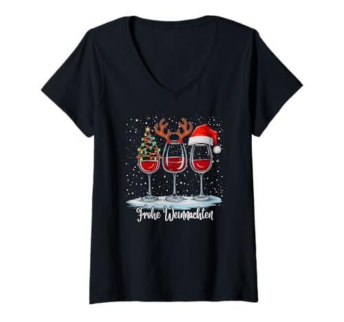 Damen Lustiges Weihnachts Outfit Partner Frauen Frohe Weihnachten T-Shirt mit V-Ausschnitt Damen Lustiges Weihnachts Outfit Partner Frauen Frohe Weihnachten T-Shirt mit V-Ausschnitt von Weihnachts Pullis Weihachtsshirt Damen Herren Xmas