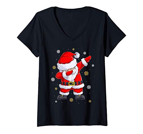 Damen Funny Dabbing Santa Christmas - Lustige Weihnachten Dab Tanz T-Shirt mit V-Ausschnitt Damen Funny Dabbing Santa Christmas - Lustige Weihnachten Dab Tanz T-Shirt mit V-Ausschnitt von Weihnachts-Shirts T-Shirts von MK
