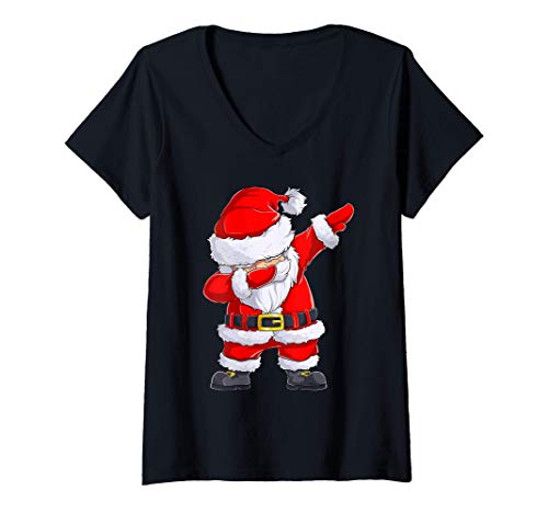 Damen Tanzender Santa Claus - Dabbing Weihnachtsmann Weihnachten T-Shirt mit V-Ausschnitt Damen Tanzender Santa Claus - Dabbing Weihnachtsmann Weihnachten T-Shirt mit V-Ausschnitt von Weihnachts-Shirts T-Shirts von MK