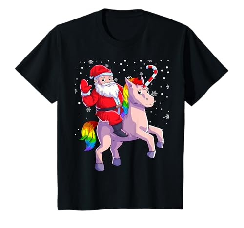 Kinder Weihnachtsshirt für Kinder Einhorn Mädchen Weihnachtsmann T-Shirt Kinder Weihnachtsshirt für Kinder Einhorn Mädchen Weihnachtsmann T-Shirt von Weihnachts Shirts & Santa Claus Kostüme