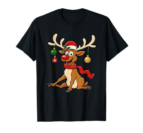 Lustige Rentier Weihnachten Weihnachtsshirt Damen Herren T-Shirt von Weihnachts Tshirt Rentier Jungen Mädchen Kinder