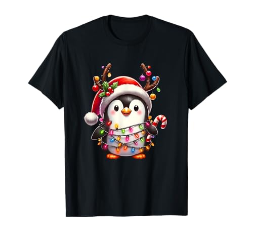 Weihnachtsshirt Damen Herren Kinder Niedliches Pinguin Xmas T-Shirt von Weihnachts Tshirt Rentier Jungen Mädchen Kinder