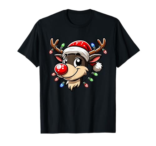 Weihnachtsshirt Damen Kinder Herren Rentier Rote Nase Xmas T-Shirt von Weihnachts Tshirt Rentier Jungen Mädchen Kinder