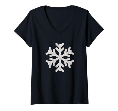 Damen Weiße Schneeflocke Weihnachten Geschenk Damen Herren T-Shirt mit V-Ausschnitt Damen Weiße Schneeflocke Weihnachten Geschenk Damen Herren T-Shirt mit V-Ausschnitt von Weihnachts & Wintersportgeschenke Co.