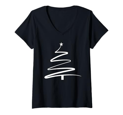 Damen Minimalistischer Weihnachtsbaum Design für Festlichkeit T-Shirt mit V-Ausschnitt Damen Minimalistischer Weihnachtsbaum Design für Festlichkeit T-Shirt mit V-Ausschnitt von Lustige Vintage Weihnachts Baum Geschenkideen
