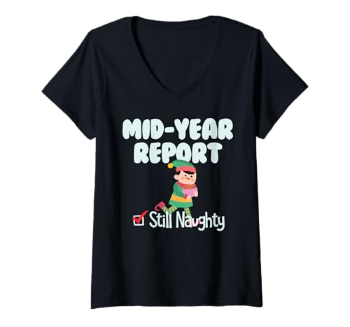 Damen Mid -Year -Bericht noch ungezogen T-Shirt mit V-Ausschnitt Damen Mid -Year -Bericht noch ungezogen T-Shirt mit V-Ausschnitt von Weihnachtsbaum