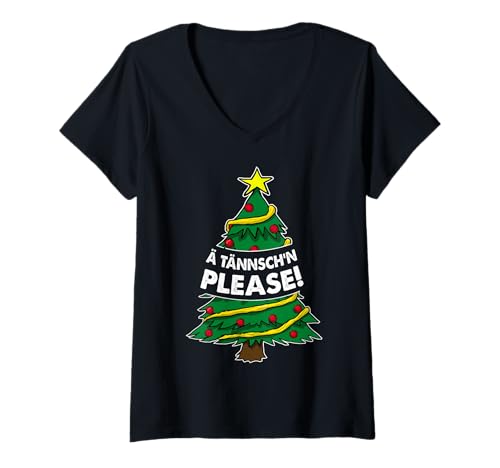 Damen Ä Tännsch'n Please - Lustiges Weihnachts T-Shirt mit V-Ausschnitt von Weihnachtsdeko & Outfits