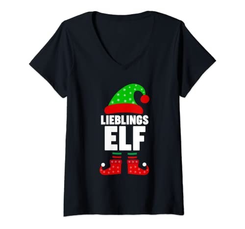 Damen Weinachten Weihnachtself Lieblings Elf Elfen T-Shirt mit V-Ausschnitt Damen Weinachten Weihnachtself Lieblings Elf Elfen T-Shirt mit V-Ausschnitt von Weihnachtself Weihnachten Elfen Geschenk
