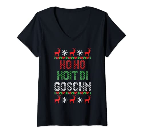 Damen Weihnachten Ho Hoit Die Goschn Ugly Christmas Lustig T-Shirt mit V-Ausschnitt Damen Weihnachten Ho Hoit Die Goschn Ugly Christmas Lustig T-Shirt mit V-Ausschnitt von Weihnachtsfeier Ugly Motiv Schwäbisch Heiligabend