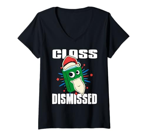 Damen Klasse Beendet Lustiges Lehrer Weihnachtsbuch Witz T-Shirt mit V-Ausschnitt Damen Klasse Beendet Lustiges Lehrer Weihnachtsbuch Witz T-Shirt mit V-Ausschnitt von Weihnachtsferien Spaß Lehrer und Schüler