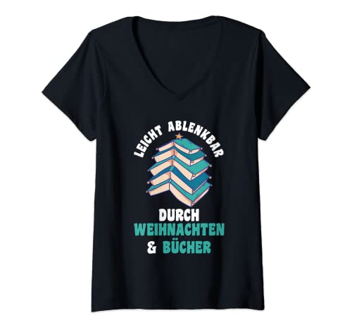 Damen Weihnachtsmann Bücher Lesen Ugly Christmas T-Shirt mit V-Ausschnitt Damen Weihnachtsmann Bücher Lesen Ugly Christmas T-Shirt mit V-Ausschnitt von Weihnachtsfest Weihnachten Geschenk