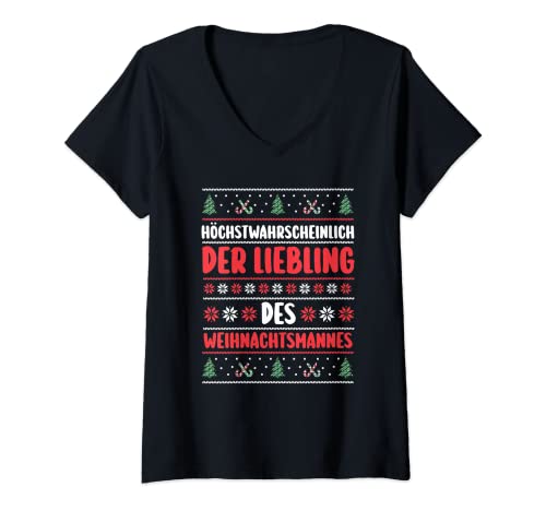 Damen Weihnachtsmann Weihnachten Ugly Christmas T-Shirt mit V-Ausschnitt Damen Weihnachtsmann Weihnachten Ugly Christmas T-Shirt mit V-Ausschnitt von Weihnachtsfest Weihnachten Geschenk