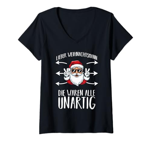 Damen Lieber Weihnachtsmann Die Waren Alle Unartig T-Shirt mit V-Ausschnitt Damen Lieber Weihnachtsmann Die Waren Alle Unartig T-Shirt mit V-Ausschnitt von Weihnachtsfest Weihnachtsmann Weihnachtszeit