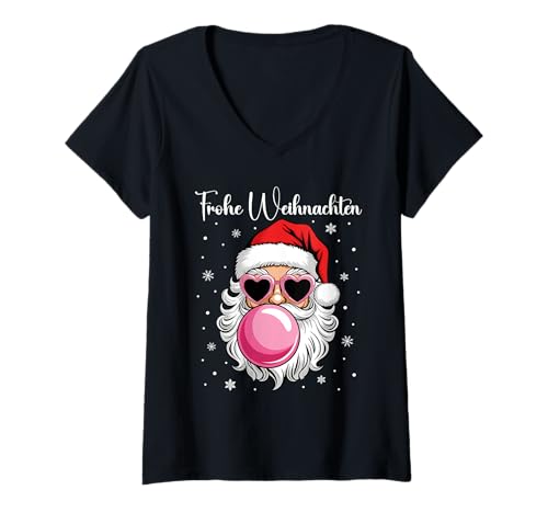 Damen Cooles Weihnachtsoutfit Weihnachtsmann Kaugummi Blase T-Shirt mit V-Ausschnitt Damen Cooles Weihnachtsoutfit Weihnachtsmann Kaugummi Blase T-Shirt mit V-Ausschnitt von Weihnachtsgeschenke & Weihnachtspullover