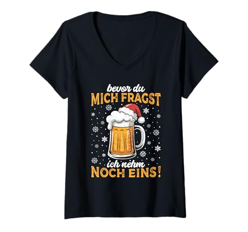 Damen Weihnachtsoutfit Weihnachtspullover Damen Herren Bierglas T-Shirt mit V-Ausschnitt von Weihnachtsgeschenke & Weihnachtspullover