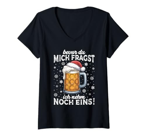 Damen Weihnachtsoutfit Weihnachtspullover Damen Herren Bierglas T-Shirt mit V-Ausschnitt von Weihnachtsgeschenke & Weihnachtspullover