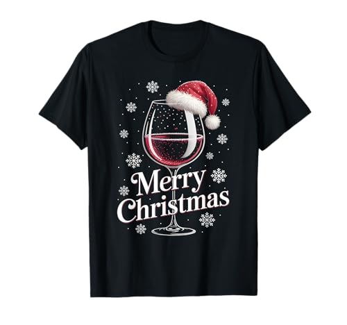 Weihnachtsfeier Outfit Weihnachtspullover Damen Weinglas T-Shirt von Weihnachtsgeschenke & Weihnachtspullover
