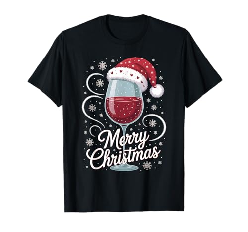 Weihnachtsfeier Outfit Weihnachtspullover Damen Weinglas T-Shirt von Weihnachtsgeschenke & Weihnachtspullover