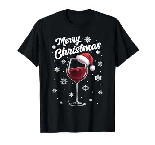 Weihnachtsfeier Outfit Weihnachtspullover Damen Weinglas T-Shirt von Weihnachtsgeschenke & Weihnachtspullover