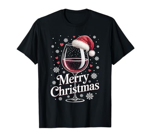 Weihnachtsfeier Outfit Weihnachtspullover Damen Weinglas T-Shirt von Weihnachtsgeschenke & Weihnachtspullover