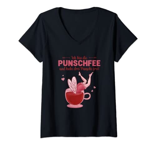 Damen Ich bin die Punschfee und habe drei Pünsche frei Punsch T-Shirt mit V-Ausschnitt Damen Ich bin die Punschfee und habe drei Pünsche frei Punsch T-Shirt mit V-Ausschnitt von Weihnachtsmarkt Adventsmarkt Sprüche Glühwein