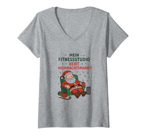 Damen Mein Fitnessstudio heißt Weihnachtsmarkt – Lustiges Shirt T-Shirt mit V-Ausschnitt Damen Mein Fitnessstudio heißt Weihnachtsmarkt – Lustiges Shirt T-Shirt mit V-Ausschnitt von Weihnachtsmarkt Shirts Lustig