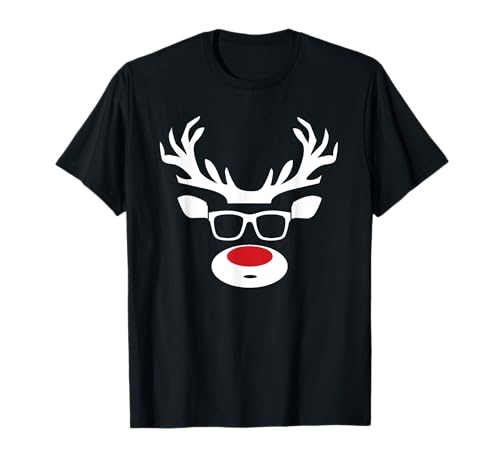 Weihnachtsoutfit Xmas Weihnachten Geschenkidee - Lustige Santa Weihnachtsbekleidung Rentier Rudolf Weihnachts T-Shirt - Frauen - Unisex-Erwachsene - Schwarz - S - Kurzarm - T-Shirt - Cartoon - Winter von Weihnachtsoutfit Xmas Weihnachten Geschenkidee