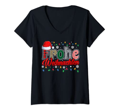 Damen Frohe Weihnachten tshirt Graphic Frohe Weihnachten Familie T-Shirt mit V-Ausschnitt Damen Frohe Weihnachten tshirt Graphic Frohe Weihnachten Familie T-Shirt mit V-Ausschnitt von Weihnachtsoutfit familie Lustiges weihnachts shirt