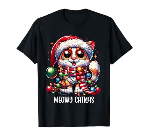 Meowy Catmas Katze Kätzchen Weihnachtsoutfit Damen Weihnacht T-Shirt Meowy Catmas Katze Kätzchen Weihnachtsoutfit Damen Weihnacht T-Shirt von Weihnachtspulli & Weihnachtsshirt Katzen Geschenk