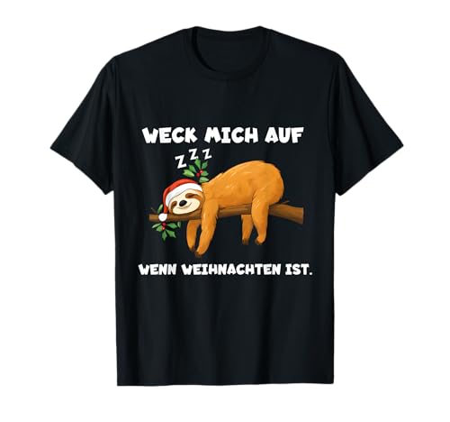 Weihnachtsshirt Nikolaus Geschenk Xmas Schlafshirt Damen Pyjama Faultier T-Shirt Schwarz S EU 44 Winter Pull-On 0 Count 0 Pocket Geschenkidee von Weihnachtsshirt Nikolaus Geschenk Xmas Schlafshirt