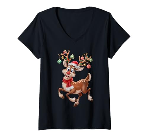 Damen Weihnachtsshirt Rentier Rudolph Lustig Geschenkeidee kinder T-Shirt mit V-Ausschnitt Damen Weihnachtsshirt Rentier Rudolph Lustig Geschenkeidee kinder T-Shirt mit V-Ausschnitt von Weihnachtsshirt Rentier Rudolf Lustige idee