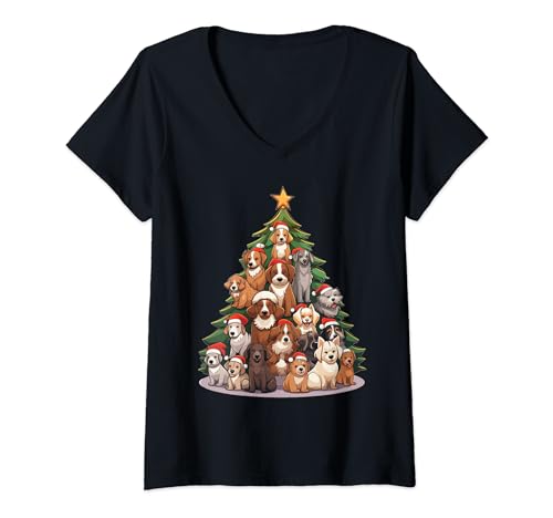 Weihnachts Familie Kinder Outfit Hunde Frohe Weihnachten T-Shirt mit V-Ausschnitt Weihnachts Familie Kinder Outfit Hunde Frohe Weihnachten T-Shirt mit V-Ausschnitt von Weihnachtsshirts Hunde Christmas Outfit