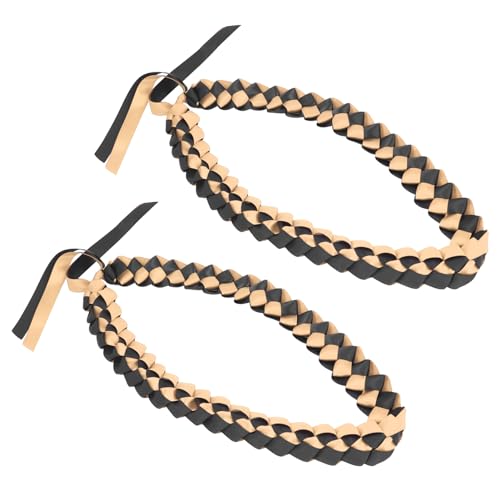Weikeya Geflochtene Band-Halskette, Wiederverwendbare Weiche Geflochtene Elastische Halskette aus Polyester für die Abschlussfeier (Schwarzes Gold) von Weikeya