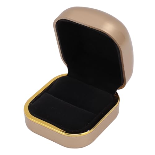 Weikeya Luxuriöse Ringbox, LED-Licht-Ringetui mit Samtfutter, Tragbar für Hochzeit (Gold) von Weikeya