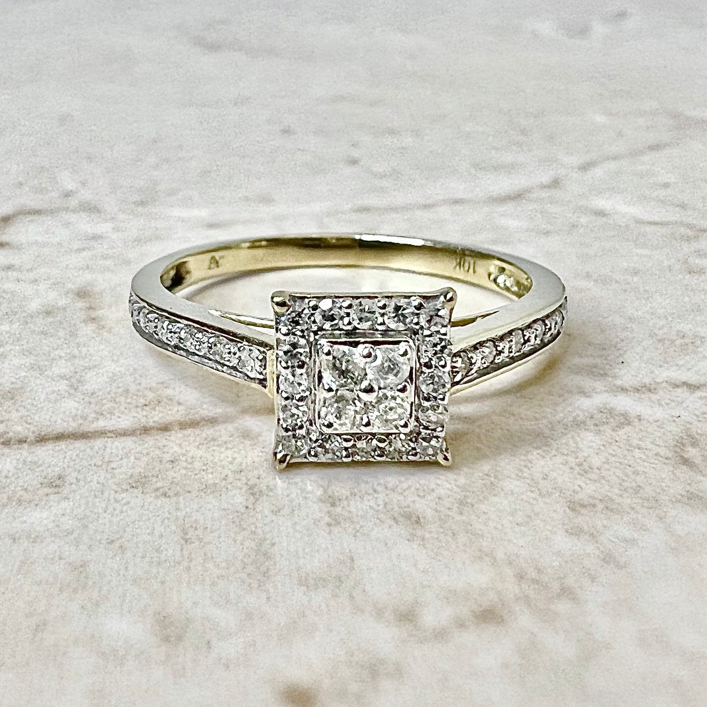 10K Pave Diamant Halo Ring - Gelbgold Versprechen Ehering Verlobungsring Cluster Beste Geschenke Für Sie von WeilJewelry