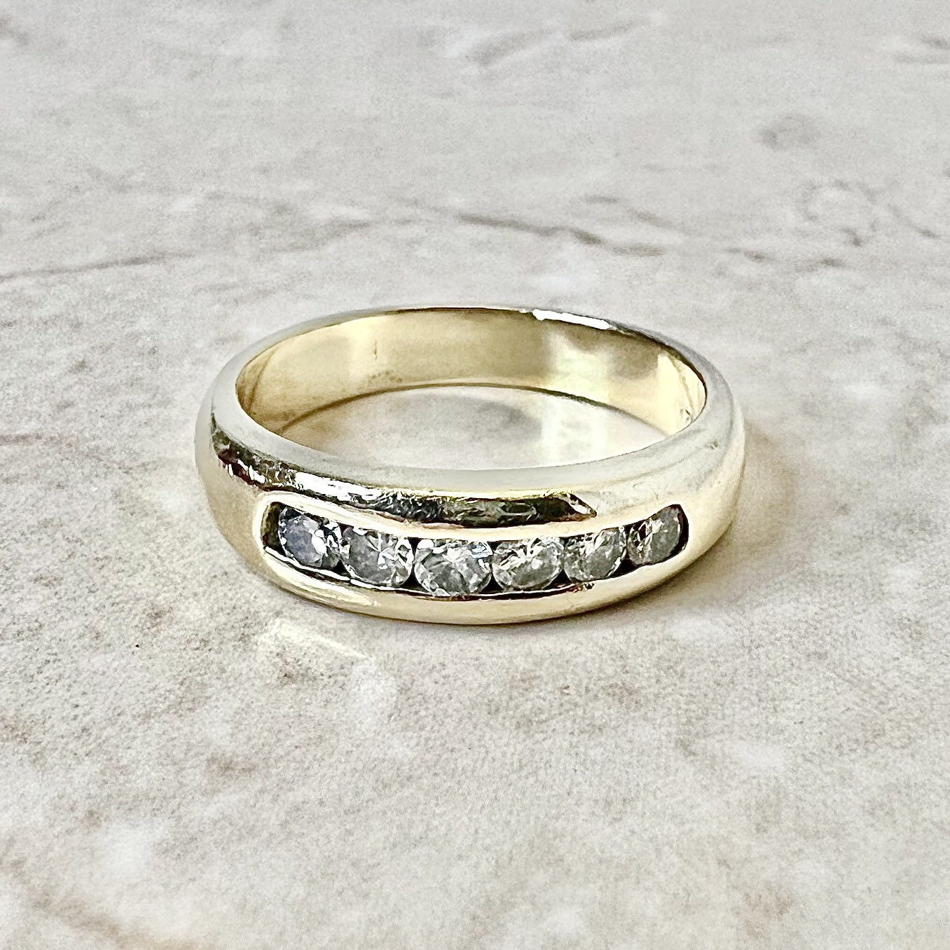 14K Channel Set Diamant Band Ring - Gelb Gold Halb Eternity Ehering Jahrestag Geschenk von WeilJewelry