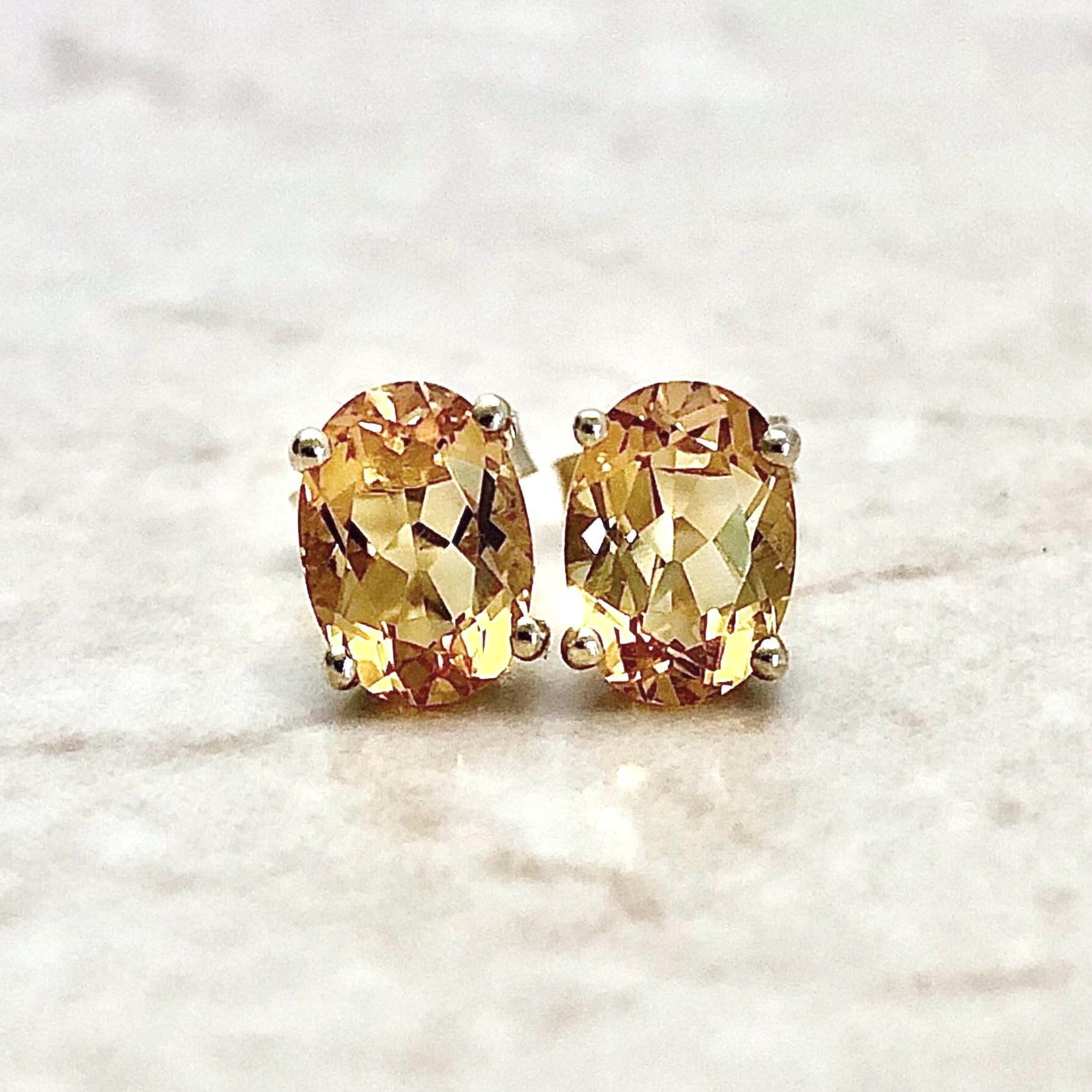 14K Citrin Ohrstecker - Gelbgold Ohrringe November Geburtsstein Jeden Tag Edelstein Geschenk Für Sie von WeilJewelry