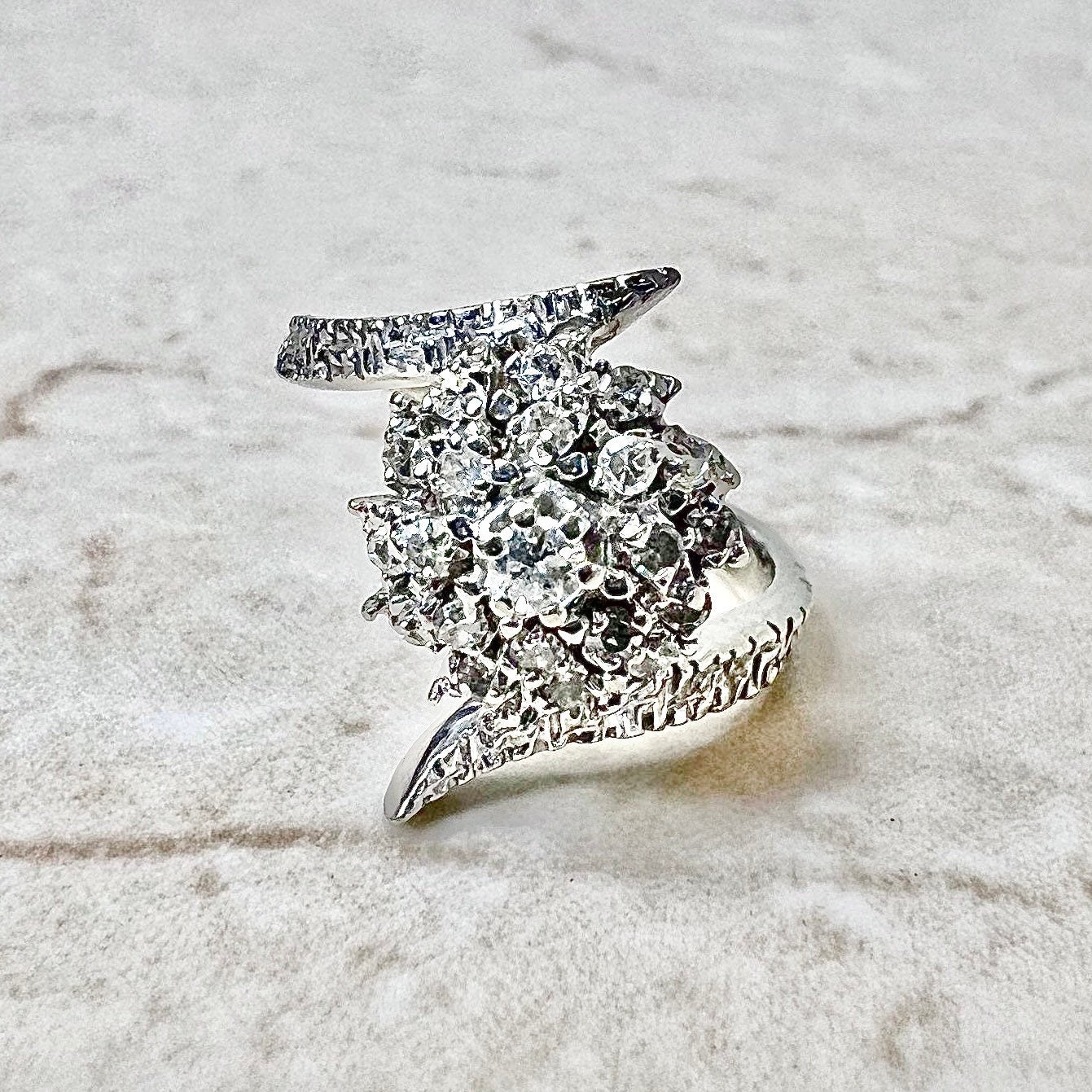14K Gold Cluster Diamant Ring - Massiver Weißgold Cocktail Ehering Jahrestag Geschenke Für Sie 14K Gold Cluster Diamant Ring - Massiver Weißgold Cocktail Ehering Jahrestag Geschenke Für Sie von WeilJewelry