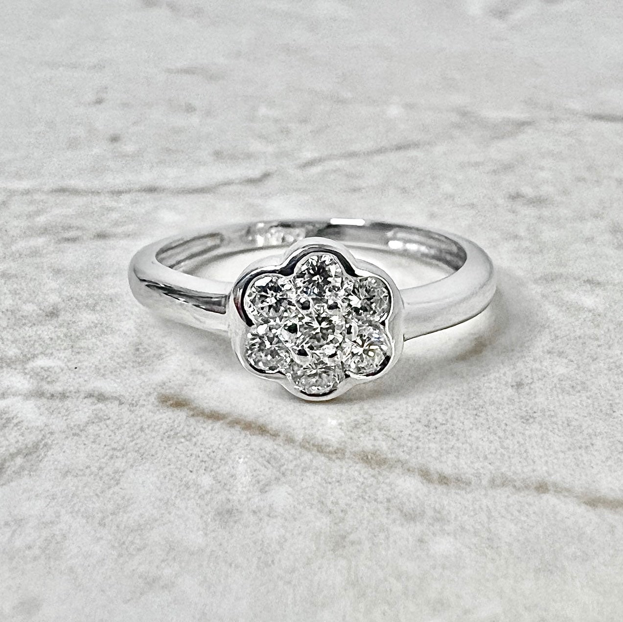 18K Diamant Cluster Ring - Weißgold Cocktailring Halo Jubiläumsring Verlobungsring Beste Geschenke Für Sie von WeilJewelry
