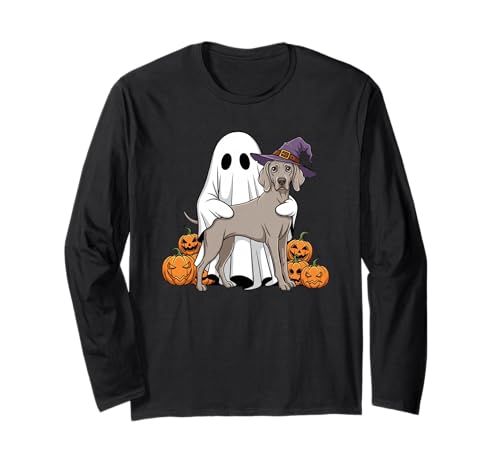 Lustiger Geist Weimaraner Kürbis Halloween Kinder Herren Damen Langarmshirt Lustiger Geist Weimaraner Kürbis Halloween Kinder Herren Damen Langarmshirt von Weimaraner Lovers Halloween Outfits for Boy Girl