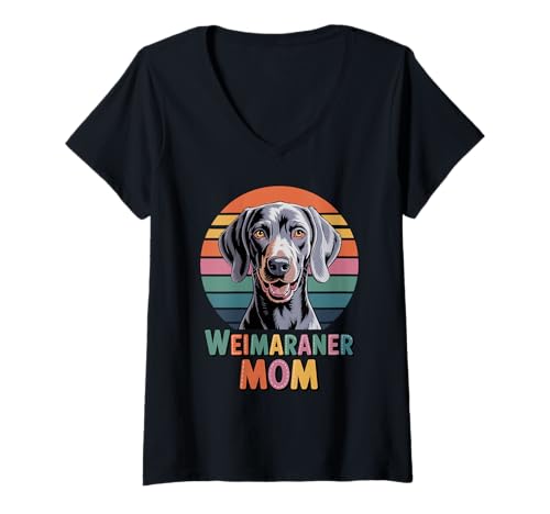 Damen Retro Weimaraner Mom Weimaraners T-Shirt mit V-Ausschnitt Damen Retro Weimaraner Mom Weimaraners T-Shirt mit V-Ausschnitt von Weimaraners Weimaraner Lover Gifts