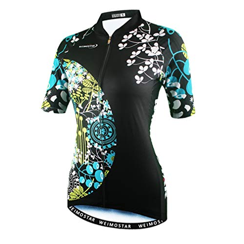 Damen Radtrikot 2020 Fahrradbekleidung Tops Kurzarm MTB Sport Wear Gr. Large, blau / schwarz von WeimoMonkey