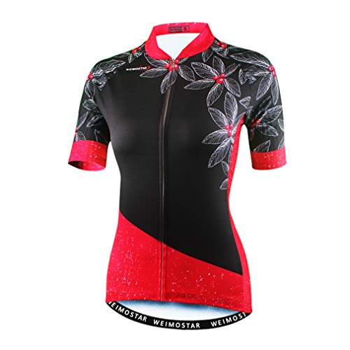 Damen Radtrikot 2020 Fahrradbekleidung Tops Kurzarm MTB Sport Wear Gr. Large, rot / schwarz von WeimoMonkey