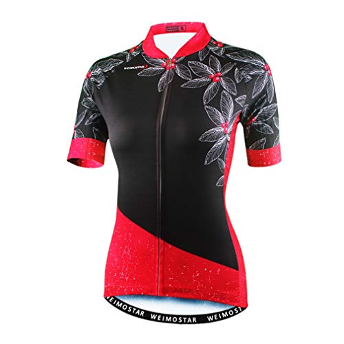 Damen Radtrikot 2020 Fahrradbekleidung Tops Kurzarm MTB Sport Wear Gr. M, rot / schwarz von WeimoMonkey