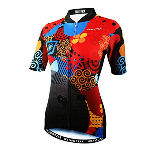 Damen Radtrikot 2020 Fahrradbekleidung Tops Kurzarm MTB Sport Wear Gr. M, schwarz / rot von WeimoMonkey